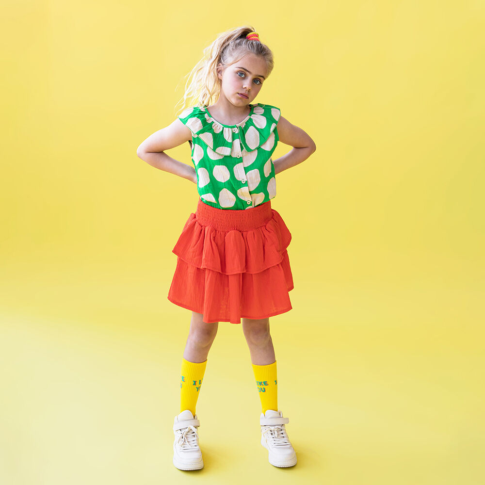 Rode CARLIJNQ Minirok BASIC - LAYERED SKIRT - large