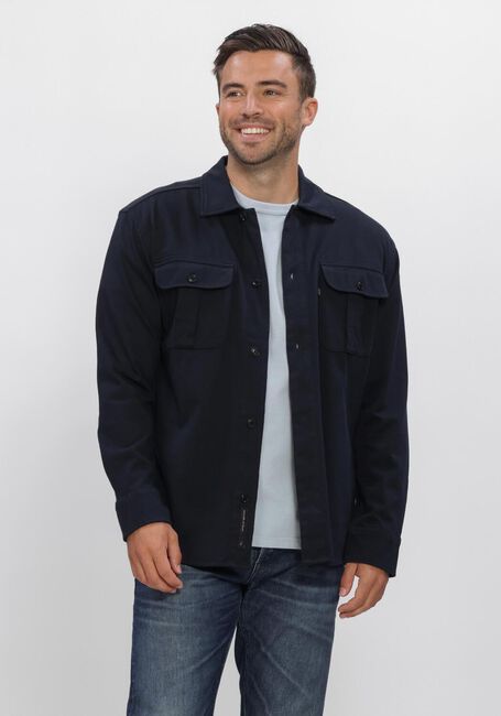 Donkerblauwe BUTCHER OF BLUE Overshirt PHIL PEACHED JERSEY OVERSHIRT - large