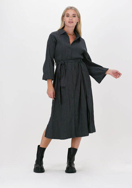Grijze OBJECT Midi jurk RITA L/S SHIRT DRESS - large