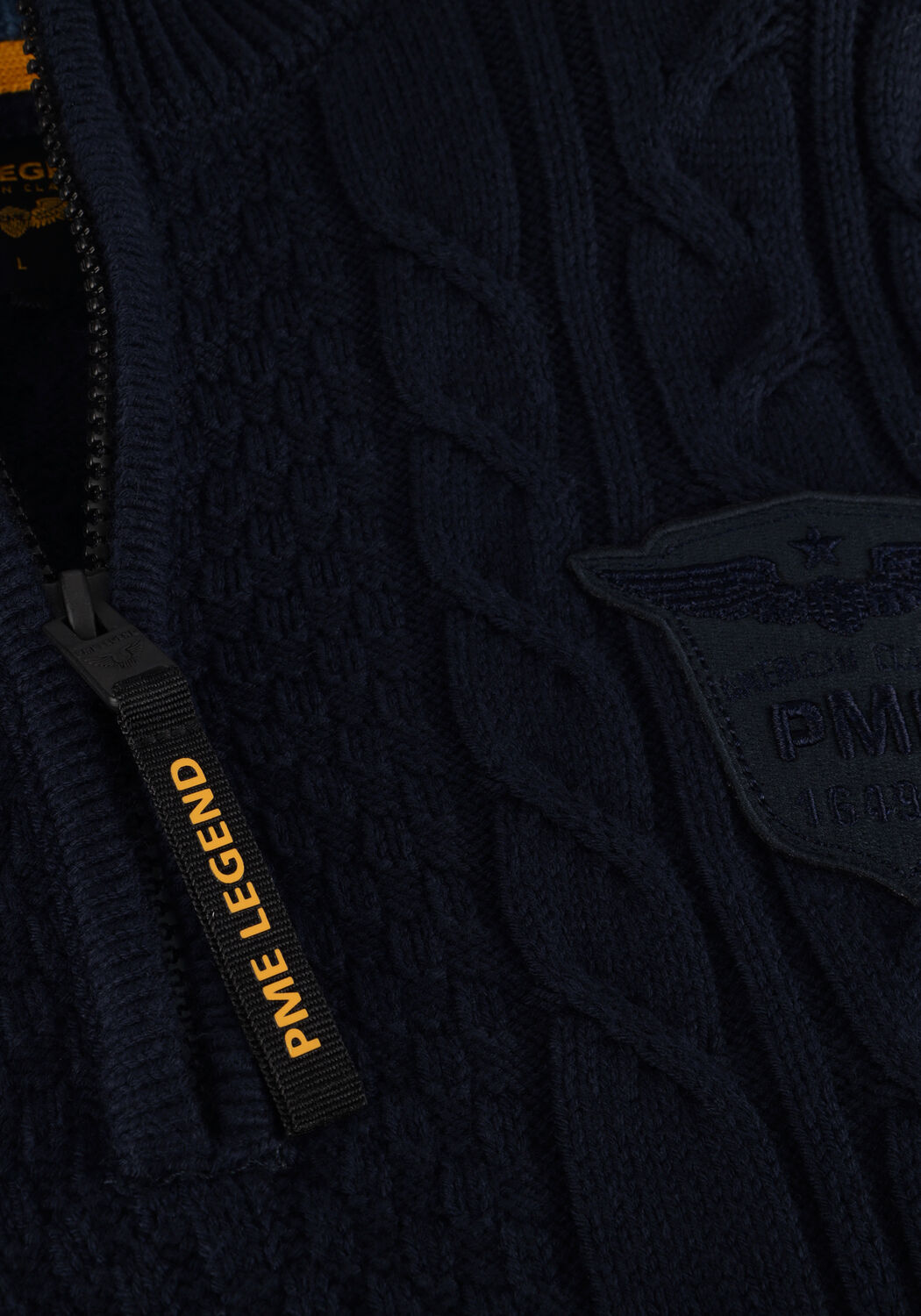 Donkerblauwe PME LEGEND Trui HALF ZIP COLLAR COTTON RIB KNIT - large