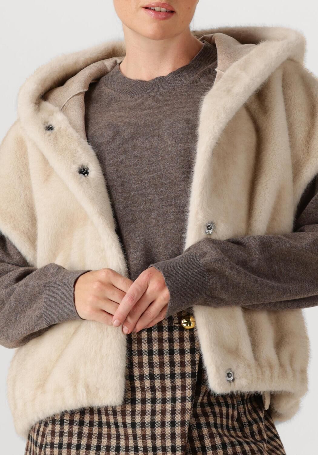 STUDIO AR Dames Blazers Olena Faux Mink Beige