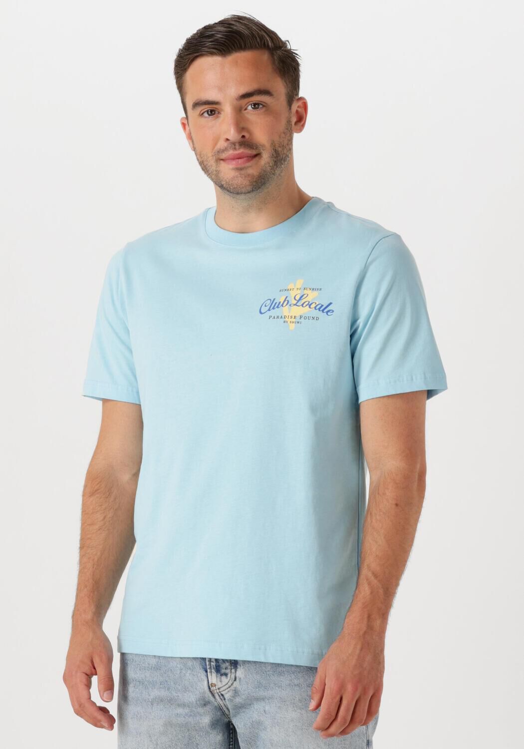 SHIWI Heren Polo's & T-shirts Men Liam Regular T-shirt Paradise Blauw