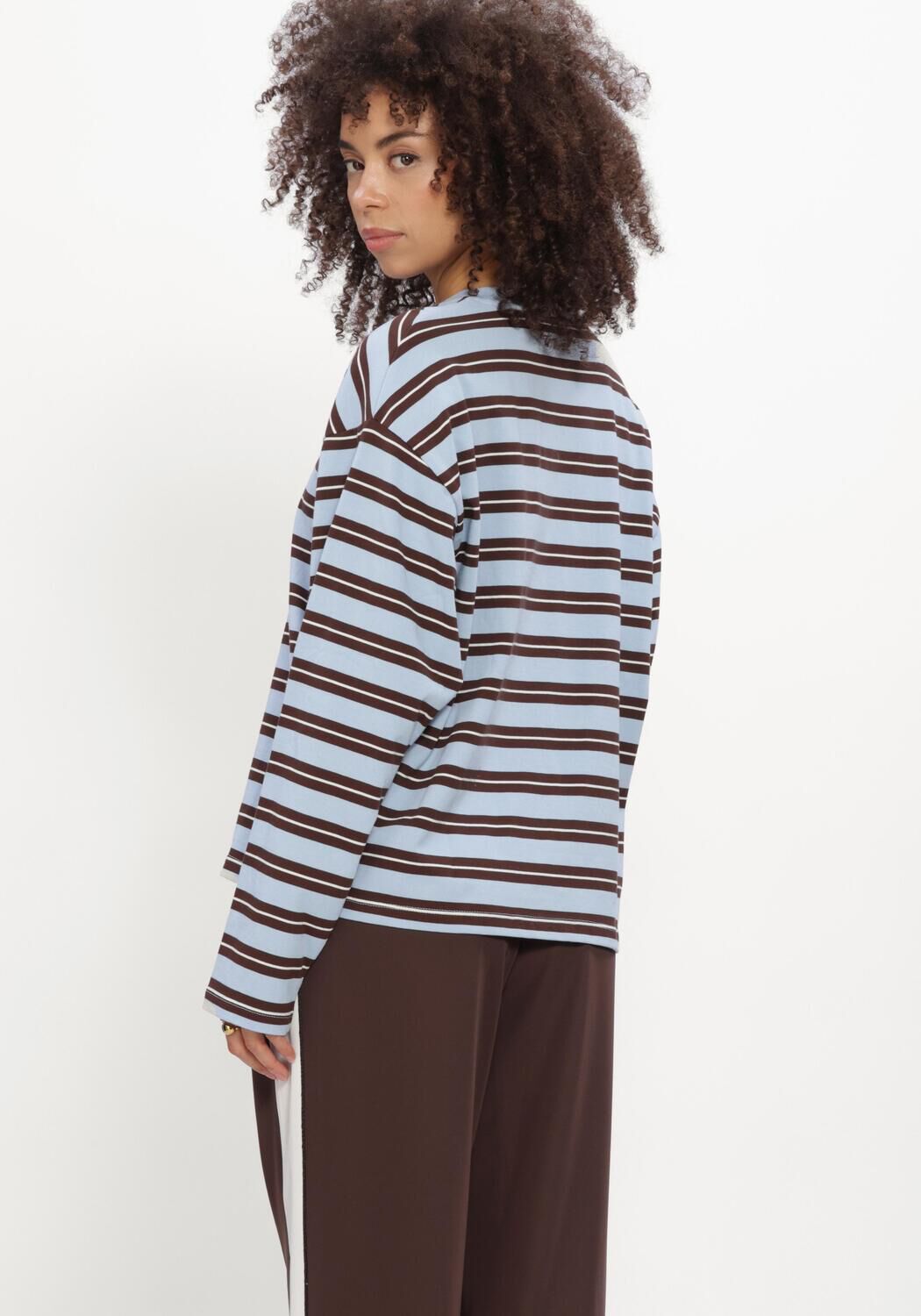 Lichtblauwe CATWALK JUNKIE Top STRIPED LONG SLEEVE - large