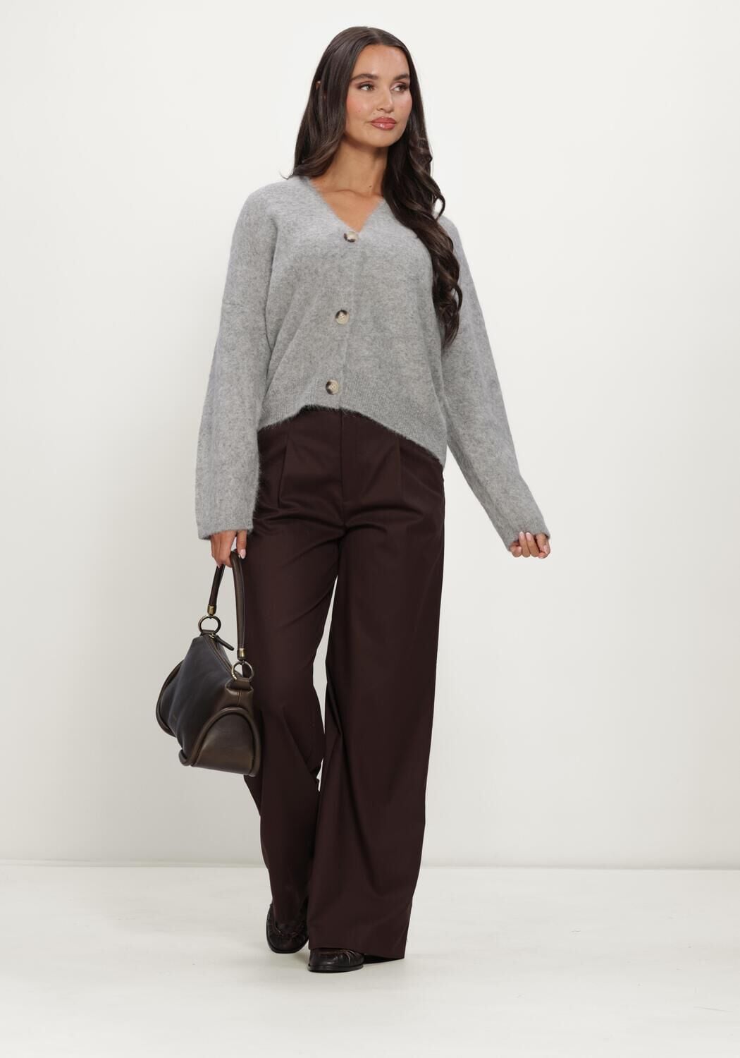 KNIT-TED Dames Truien & Vesten Maris Cardigan Lichtgrijs