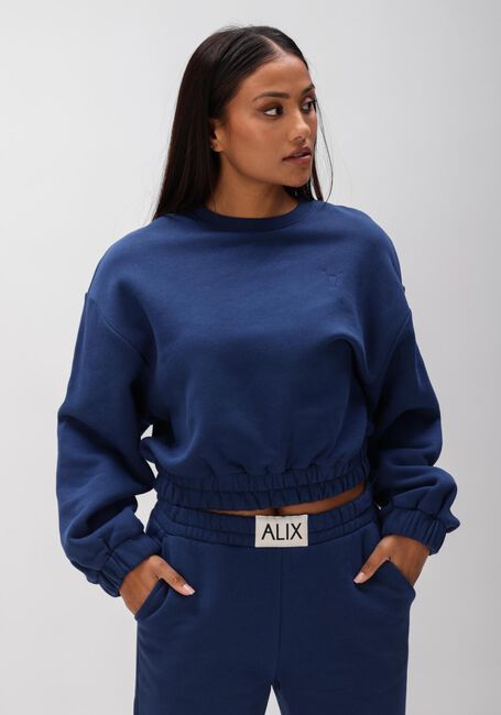 Donkerblauwe ALIX THE LABEL Sweater LADIES KNITTED CROPPED A SWEATER - large