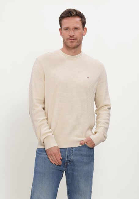 Beige TOMMY HILFIGER Trui PIMA CTN CASH STRUCTURE CREWNECK - large