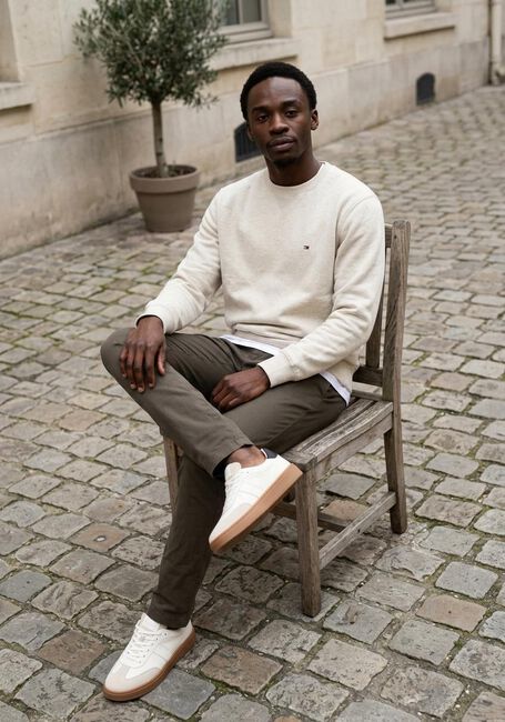 Beige TOMMY HILFIGER Sweater ESSENTIAL FLEECE CREWNECK - large