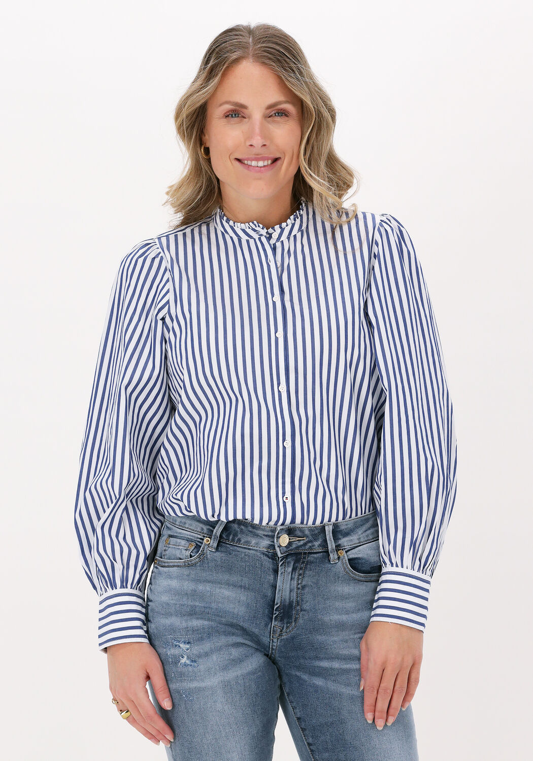 Blauwe TOMMY HILFIGER Blouses ORG COTTON FRILL BLOUSE LS - large