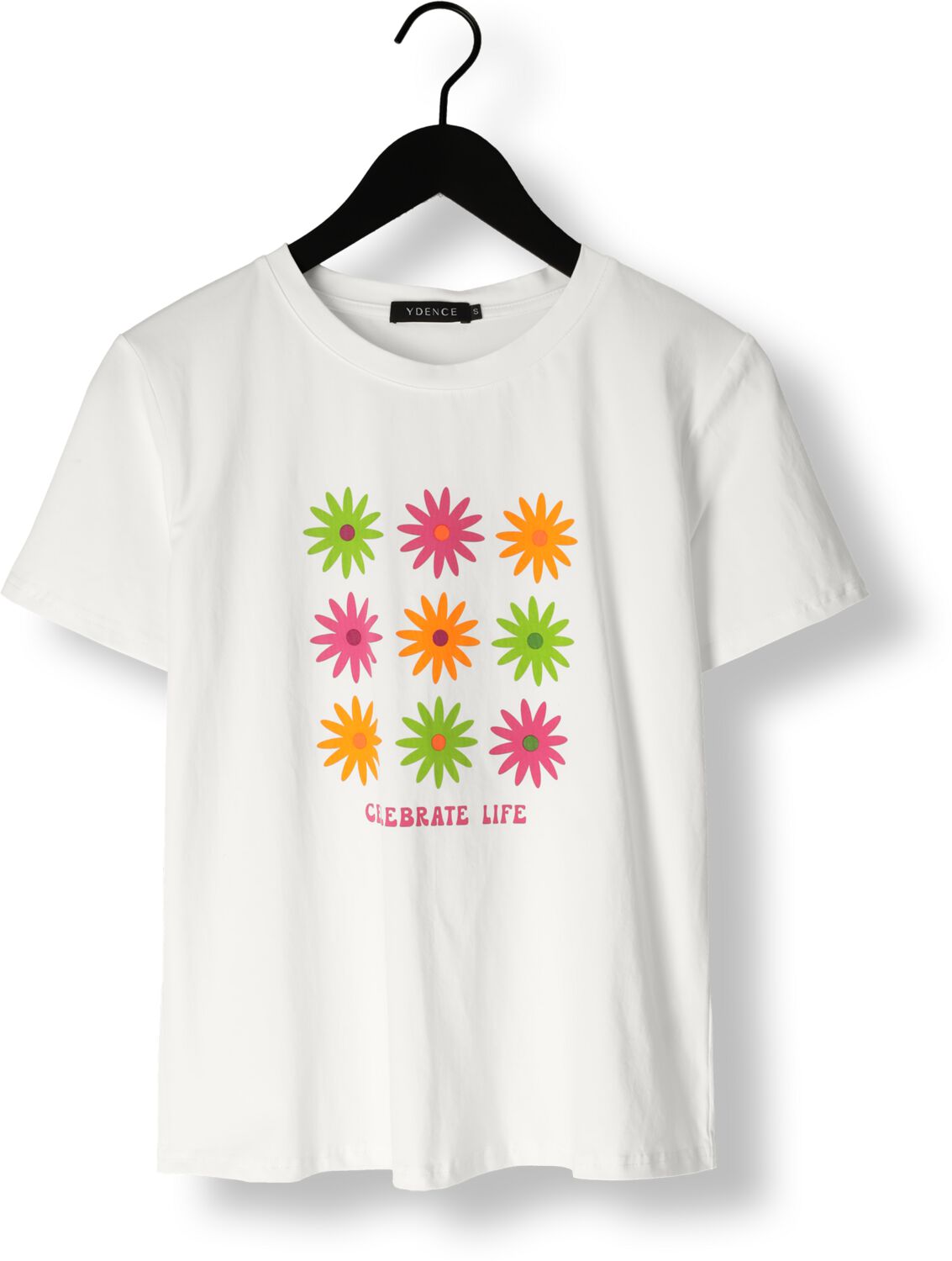 YDENCE Dames Tops & T-shirts T-shirt Celebrate Life Gebroken Wit