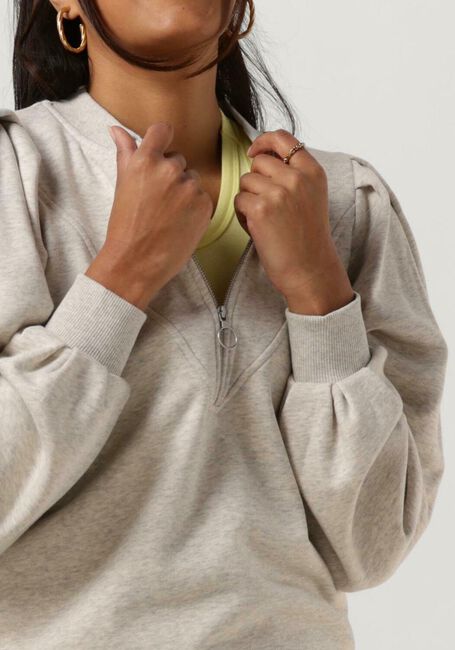 Grijze SCOTCH & SODA Sweater ZIPPED NECK PUFFED SLEEVED SWEATER - large