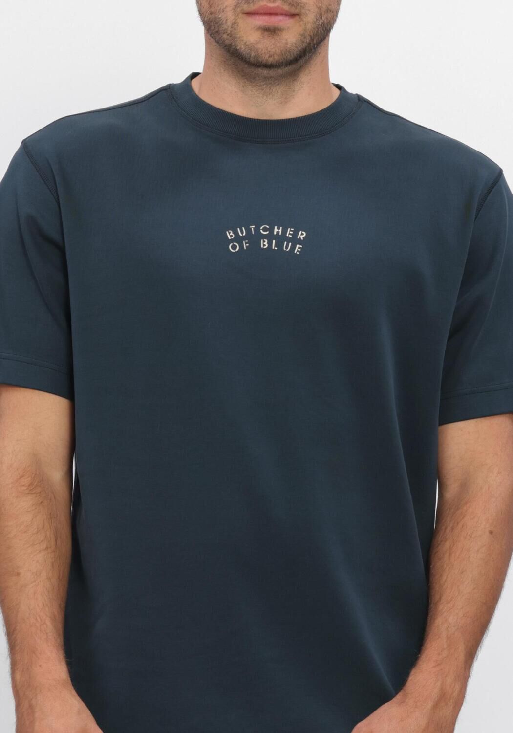 Donkerblauwe BUTCHER OF BLUE T-shirt MERCER LAYER LOOSE TEE - large
