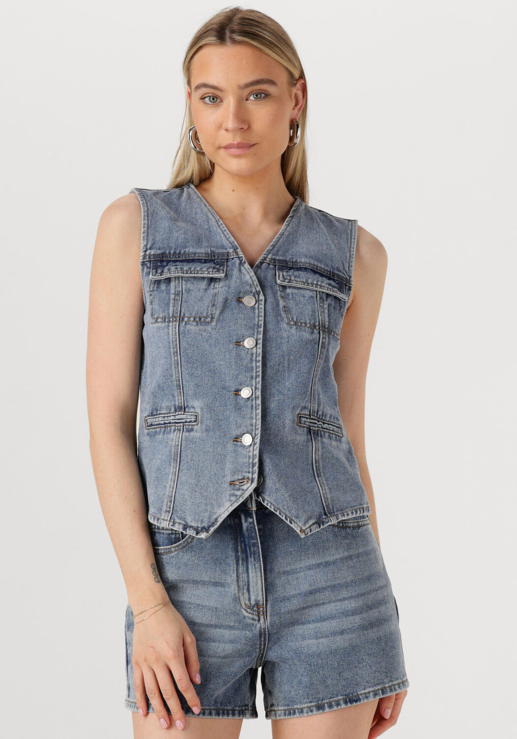 ROUGE EDIT Dames Blazers Roujolie Denim Waistcoat Blauw