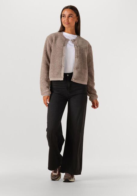 Taupe NEO NOIR Vest LIMO FLUFFY KNIT CARDIGAN - large
