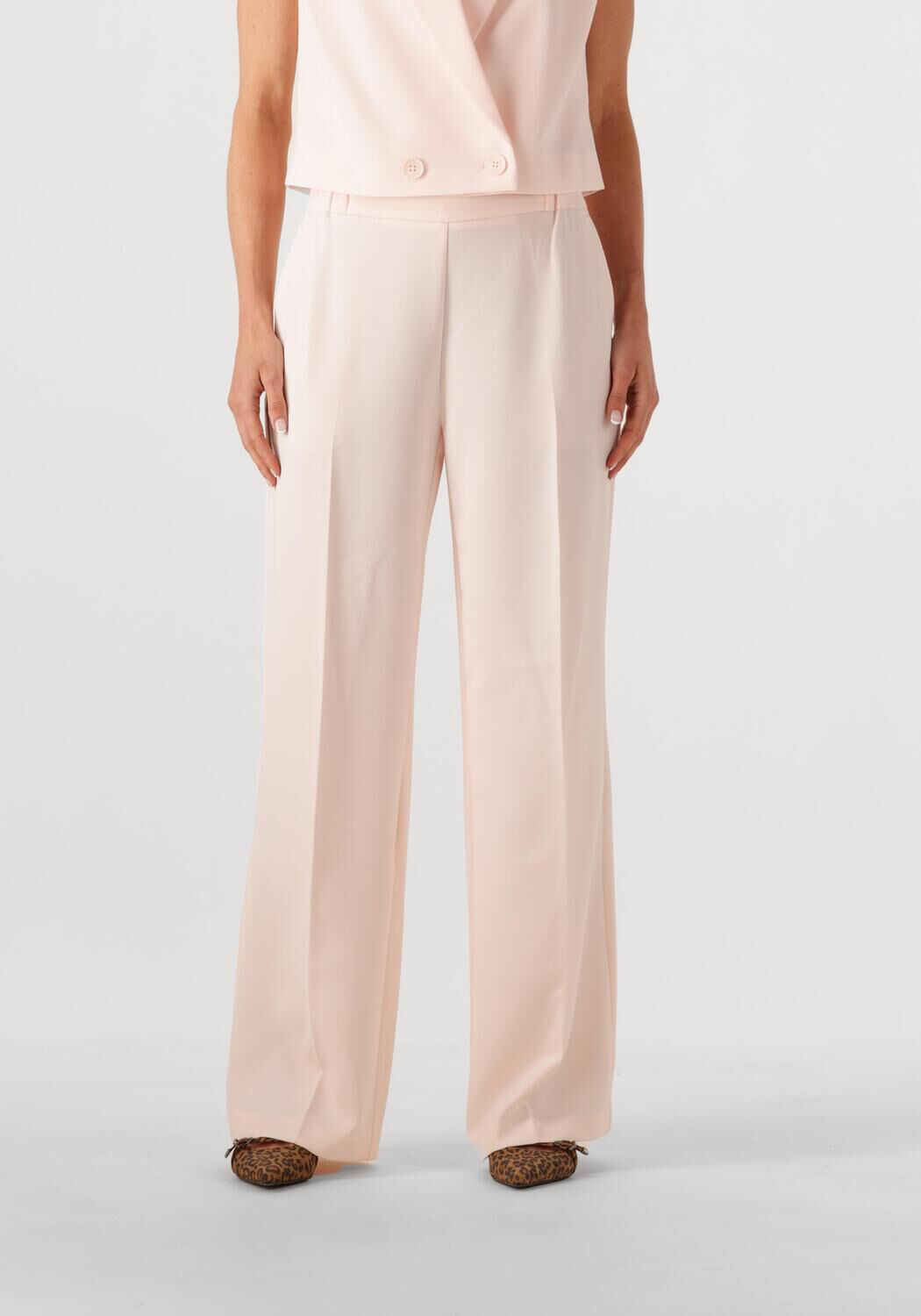 DANTE6 Dames Broeken Fabri Elasticated Wide Leg Pants Lichtroze