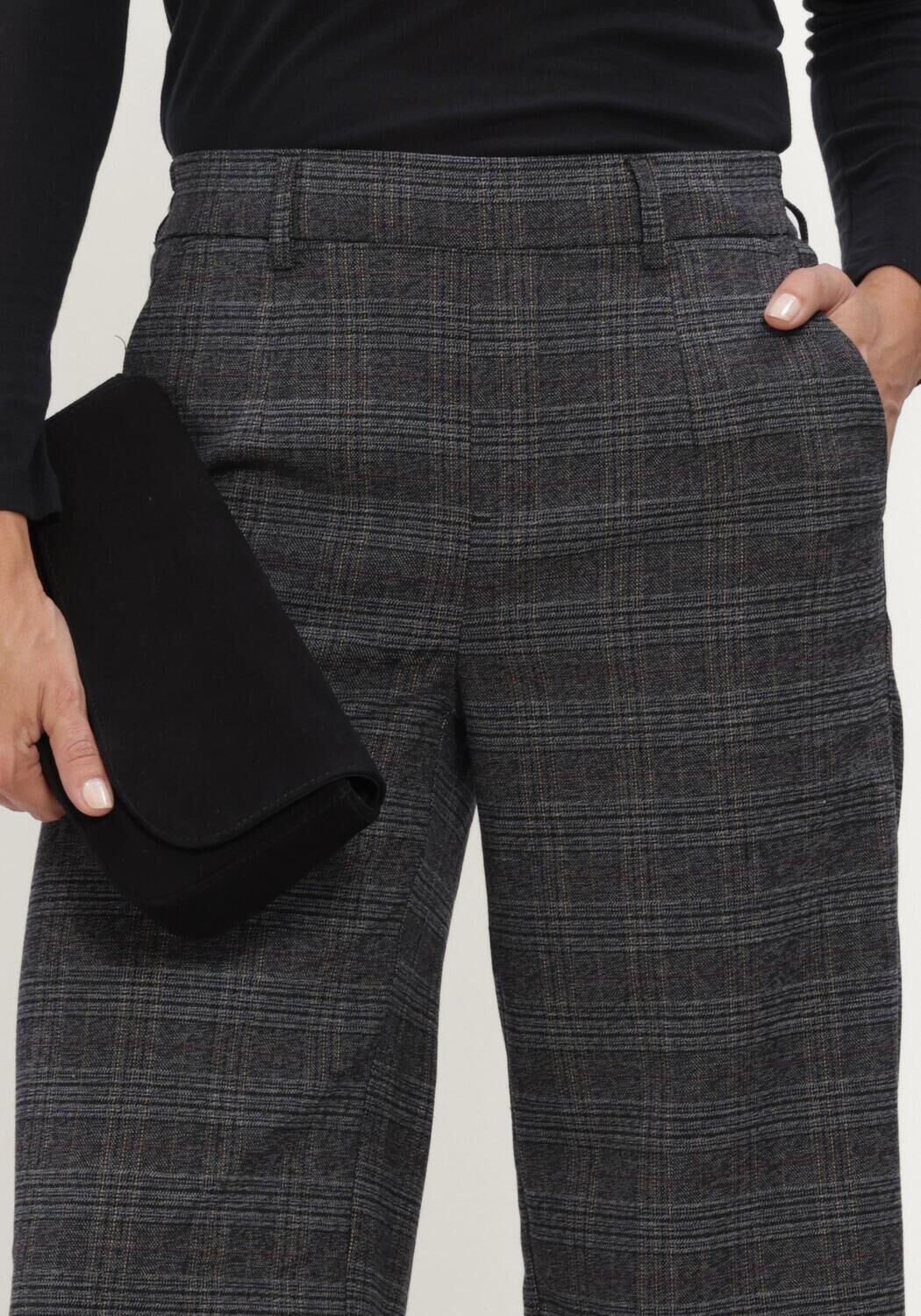 Donkergrijze OBJECT Wijde broek OBJLISA WIDE PANT AOP NOOS - large