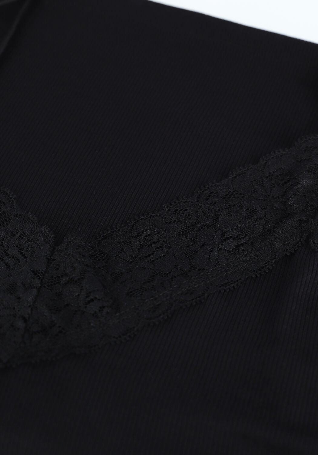 Zwarte SELECTED WOMEN Top SLFMIO RIB LACE SINGLET B - NO - large