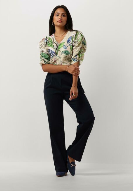 Zand JANSEN AMSTERDAM Top WB180 PRINTED WRINKEL DETAIL SHORT SLEEVE TOP - large