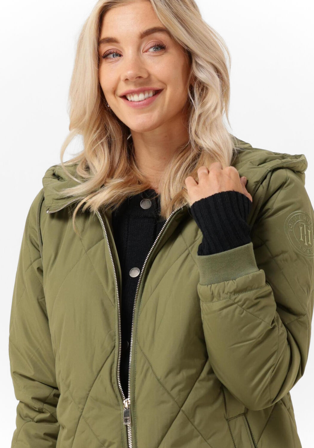 groene tommy hilfiger gewatteerde jas sorona quilted coat
