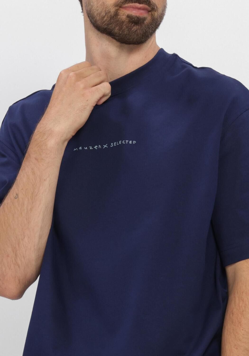 Blauwe SELECTED MEN T-shirt SLHRELAXNORMAN LICENSE SS TEE - large