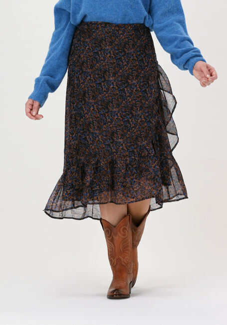 Bruine NEO NOIR Midirok TARA DARK BLOSSOM SKIRT - large