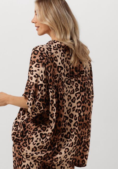 Bruine ALIX THE LABEL Blouses LADIES WOVEN TWILL LEOPARD BOXY BLOUSE - large