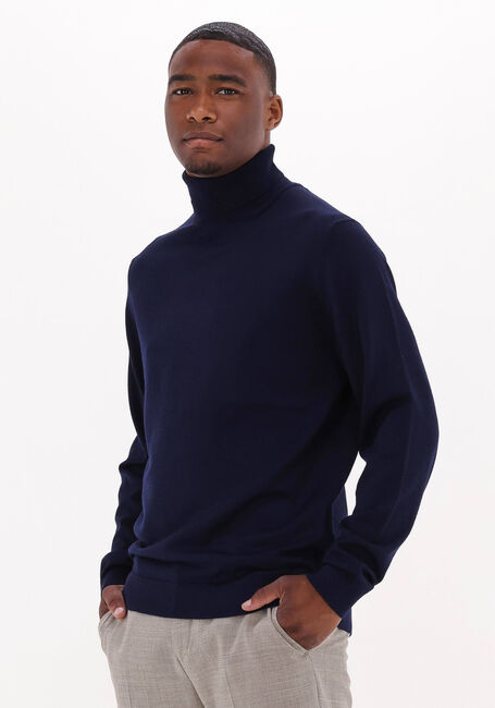 Donkerblauwe SELECTED HOMME Coltrui TOWN MERINO COOLMAX KNIT ROLL B - large