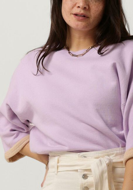Paarse SUMMUM Trui SWEATER 3/4 SLEEVE DOUBLE FACE SUMMER COTTON KNIT - large