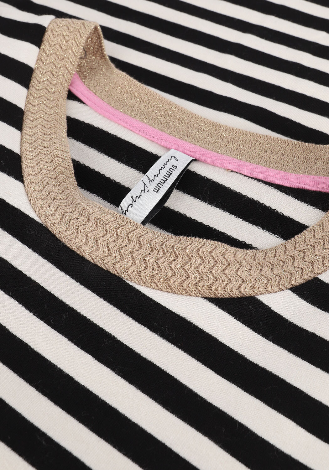 Zwarte SUMMUM T-shirt TOP SHOULDER PADS TERRY STRIPE - large