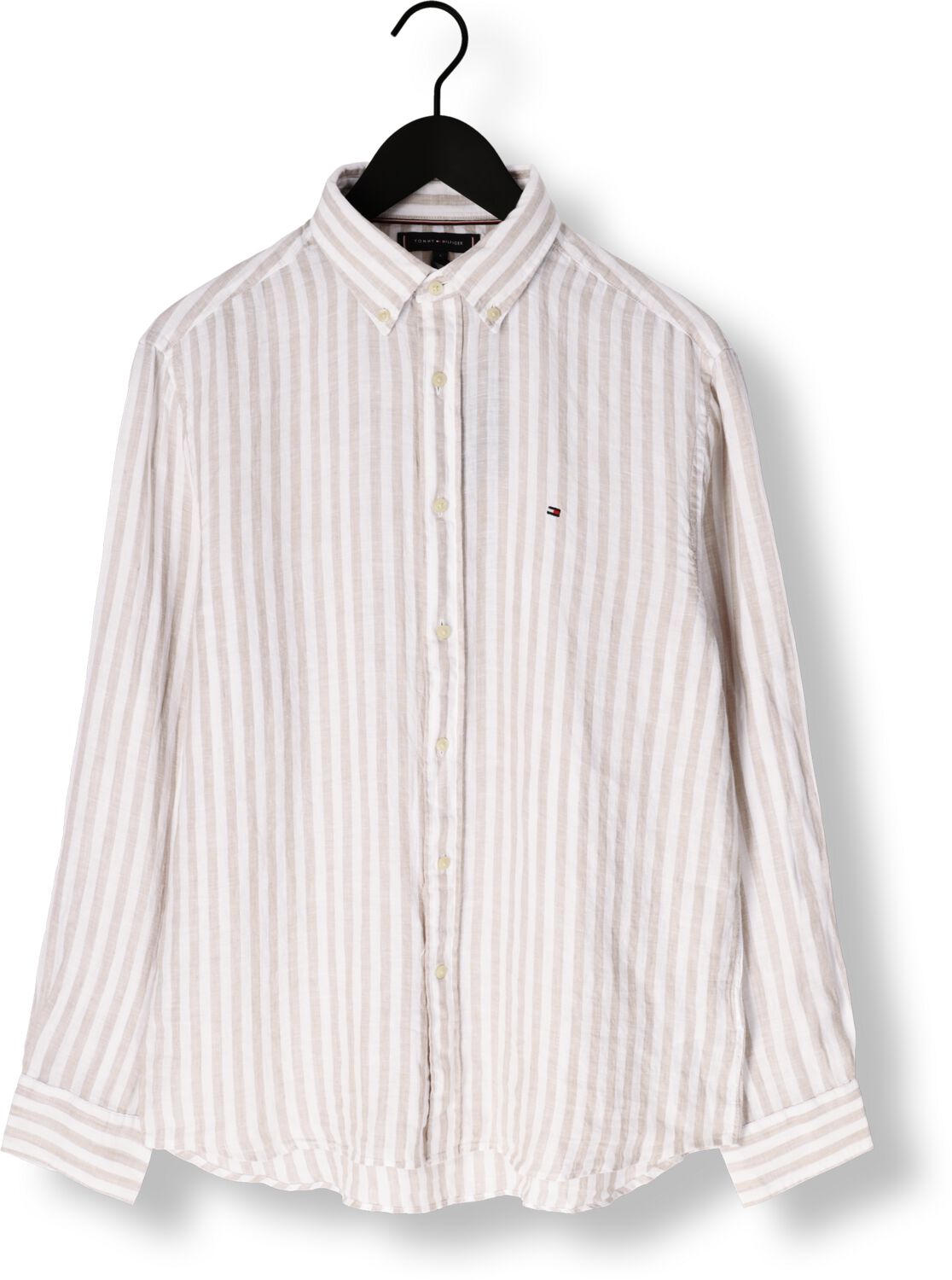 TOMMY HILFIGER Heren Overhemden Linen Essential Stripe Rf Shirt Ecru