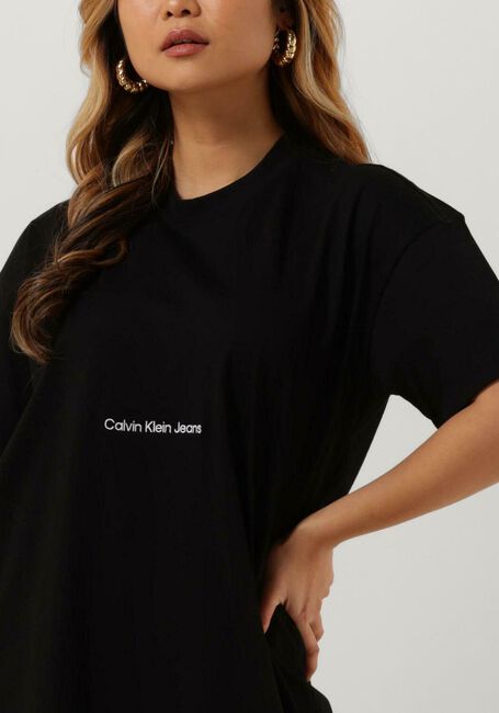 Zwarte CALVIN KLEIN Midi jurk INSTITUTIONAL LONG T-SHIRT DRESS - large