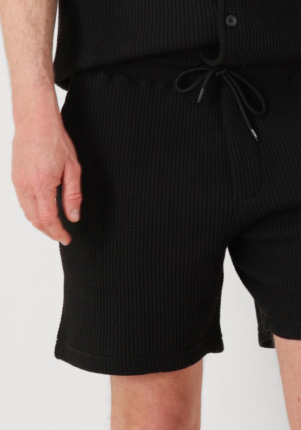 SHIWI Heren Broeken Men Oscar Waffle Structure Shorts Zwart