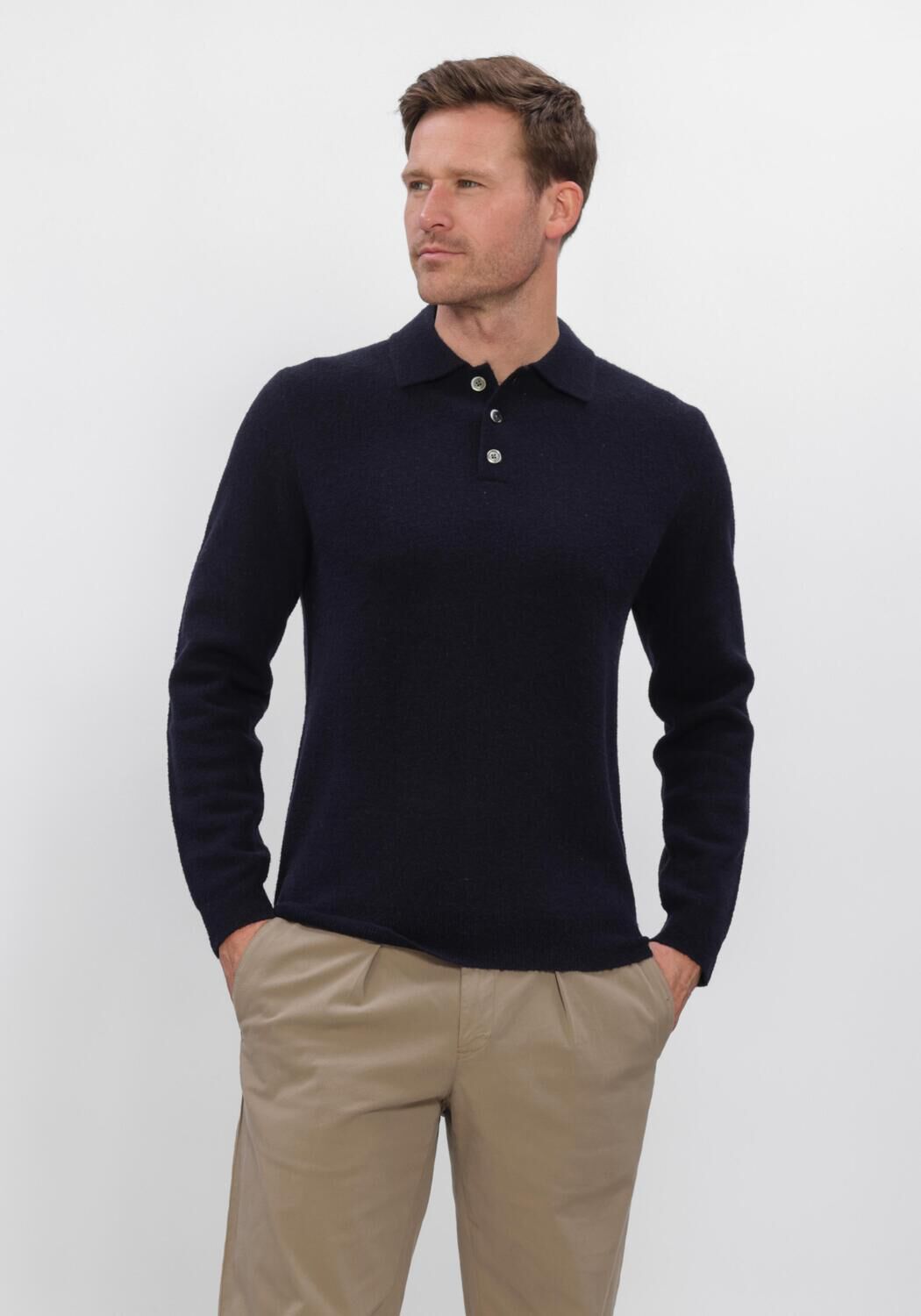 Donkerblauwe PROFUOMO Polo BOILED WOOL - large
