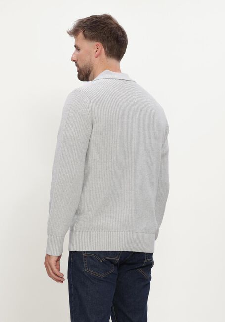 Grijze SELECTED MEN Trui SLMPIM LS KNIT POLO CAMP - large
