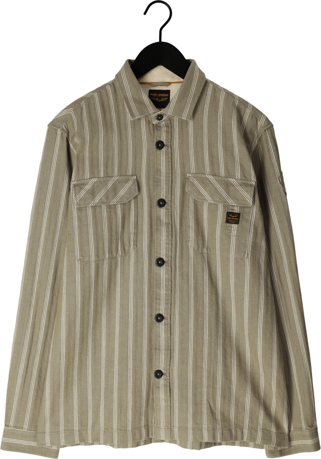 PME LEGEND Heren Overhemden Long Sleeve Shirt Yarn Dyed Stripe Groen