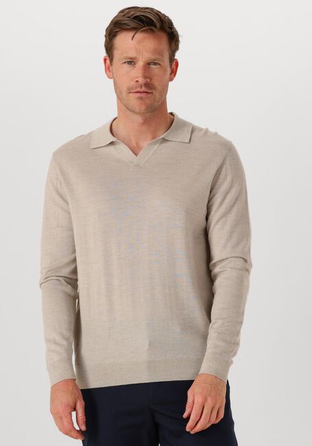 Beige PROFUOMO Polo POLO OPEN COLLAR LS MERINO - large