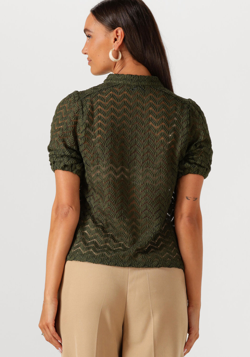 MINUS Dames Blouses Jeva Half Sleeve Blouse Donkergroen