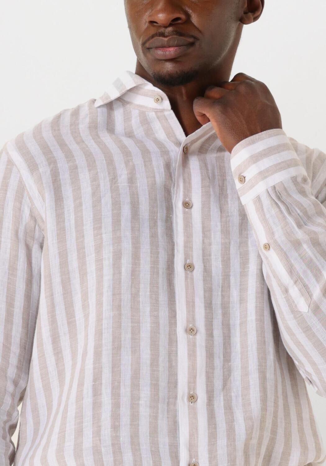 PROFUOMO Heren Overhemden Shirt X-cutaway Linen Wit