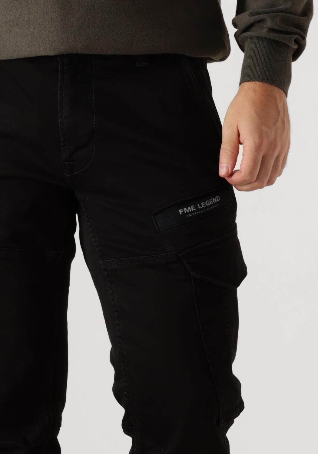 PME LEGEND Heren Broeken Nordrop Cargo Washed Black Denim Zwart