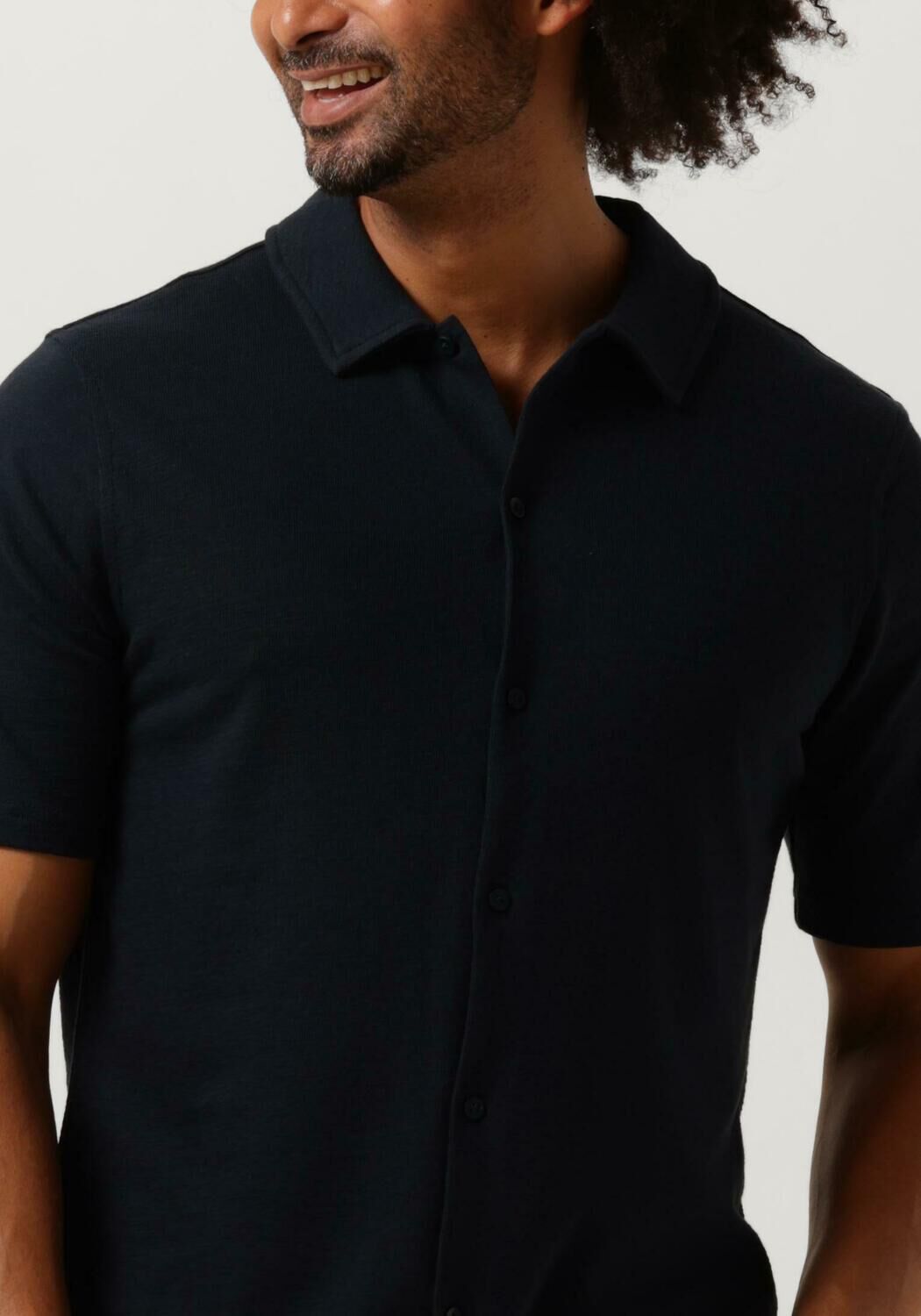 PURE PATH Heren Overhemden Shortsleeve Shirt Button Up Donkerblauw