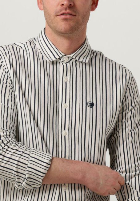 Lichtblauwe CAST IRON Casual overhemd LONG SLEEVE SHIRT JERSEY STRIPE WITH STRUCTURE - large