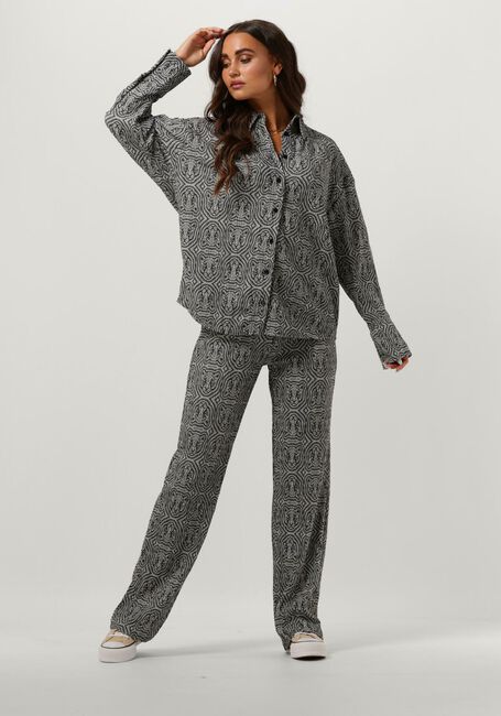 Zwarte ALIX THE LABEL Wijde broek LADIES KNITTED LEOPARD CRINKLE PANTS - large