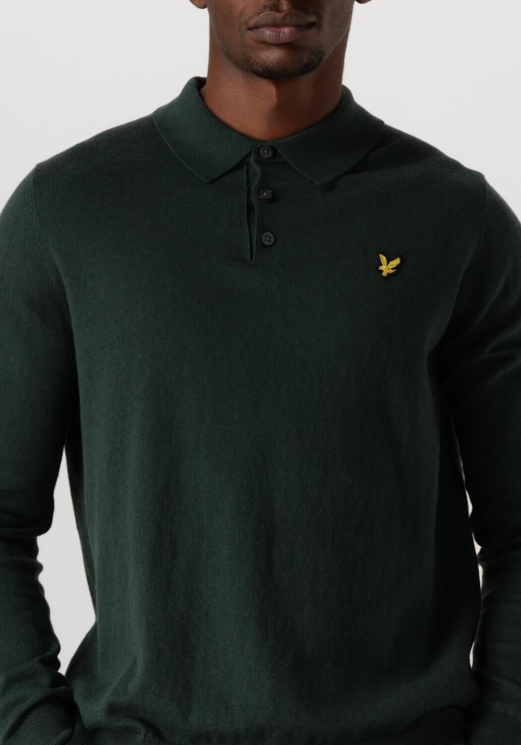 LYLE & SCOTT Heren Truien & Vesten Cotton Merino Long Sleeve Knitted Polo Donkergroen
