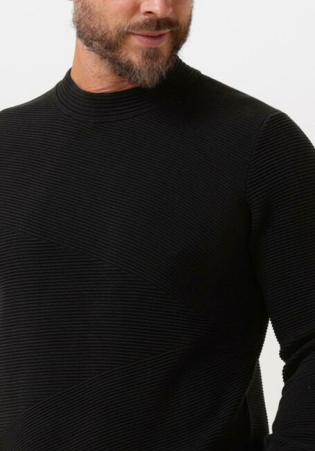 Zwarte CAST IRON Trui MOCK NECK COTTON MODAL MOCKNECK - large