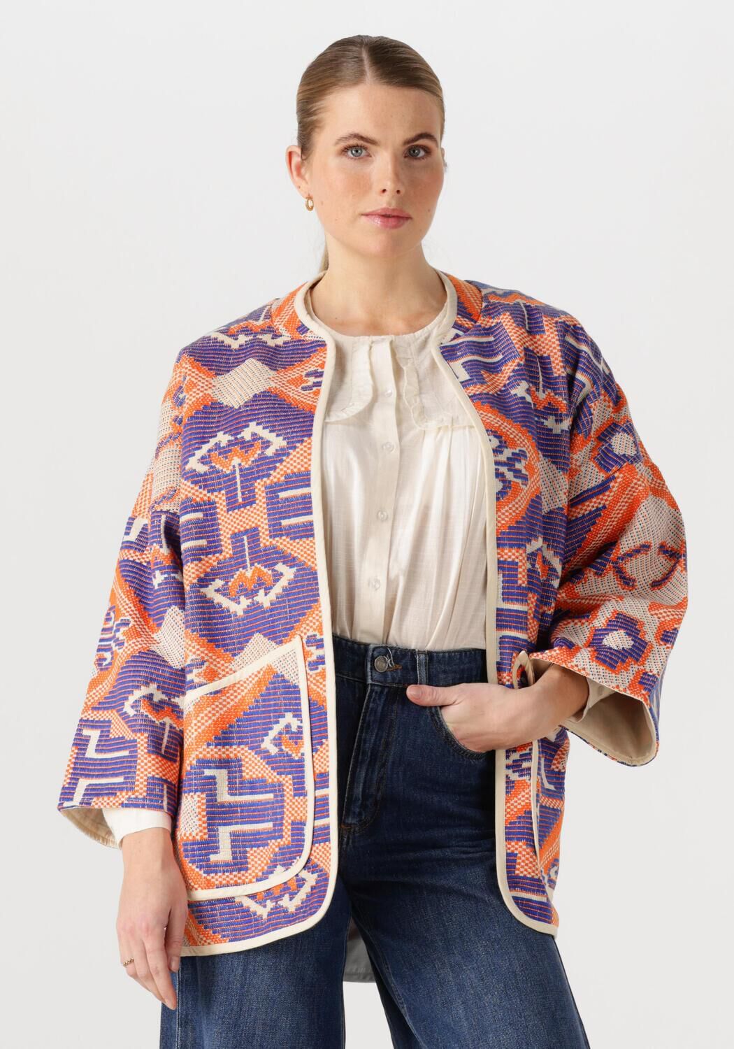 Lollys Laundry Geometrische Kimono Jas in Oranje Orange Dames