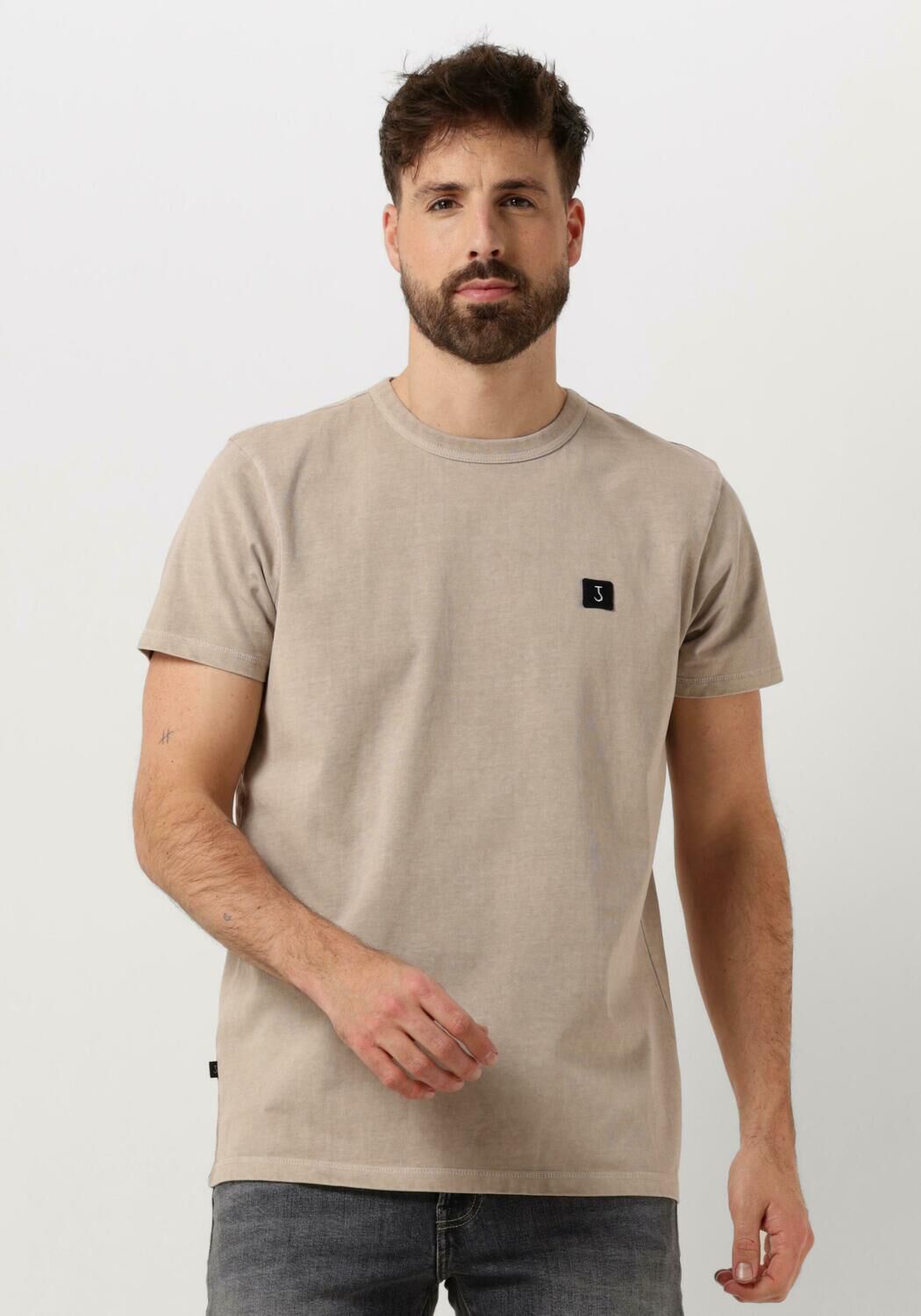 Butcher of Blue regular fit T-shirt Army met logo stone beige