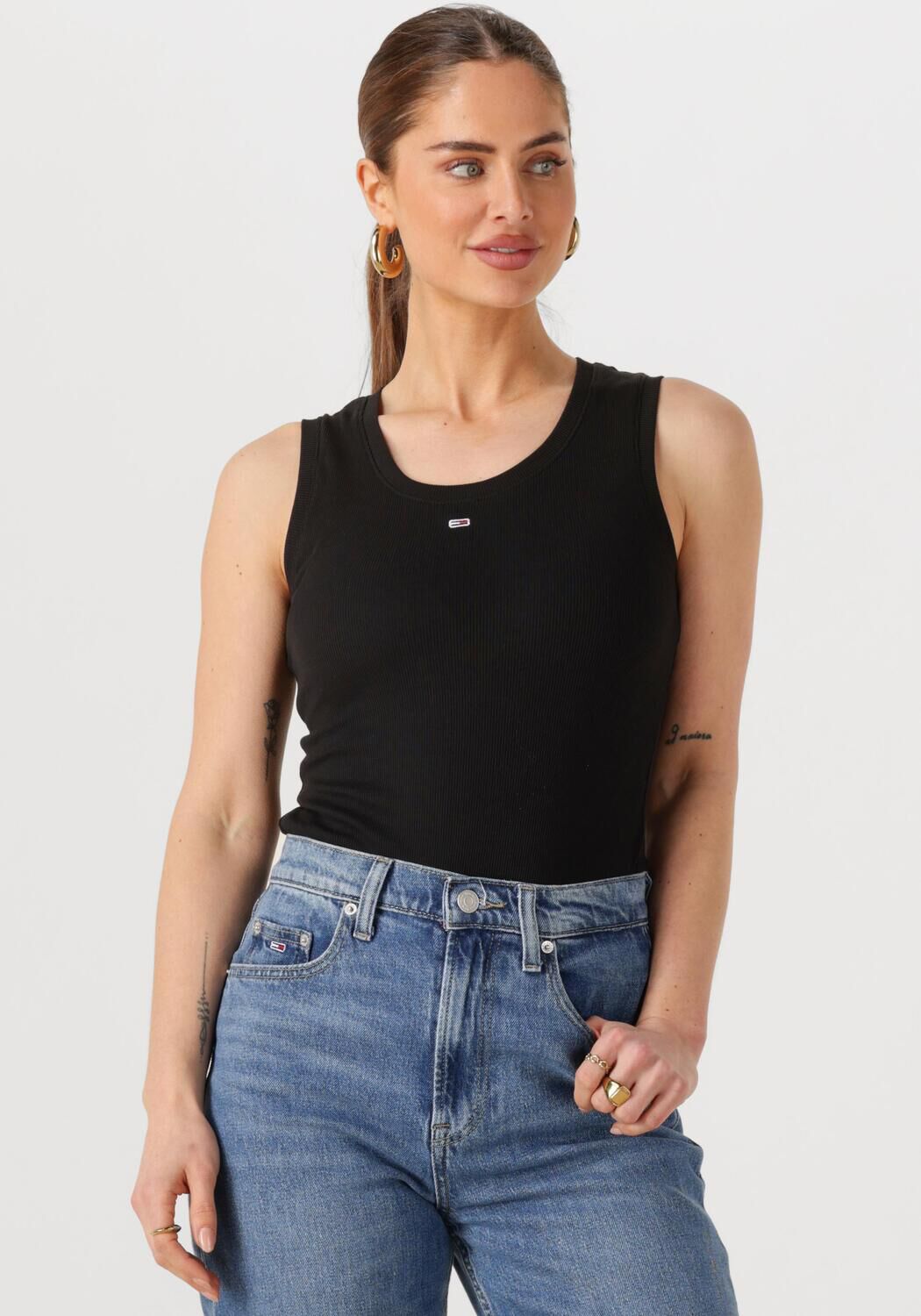TOMMY JEANS Dames Tops & T-shirts Tjw Essential Rib Tank Ext Zwart