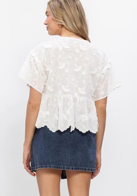 Witte OBJECT Blouses OBJLORA S/S RE V/NECK TOP - large