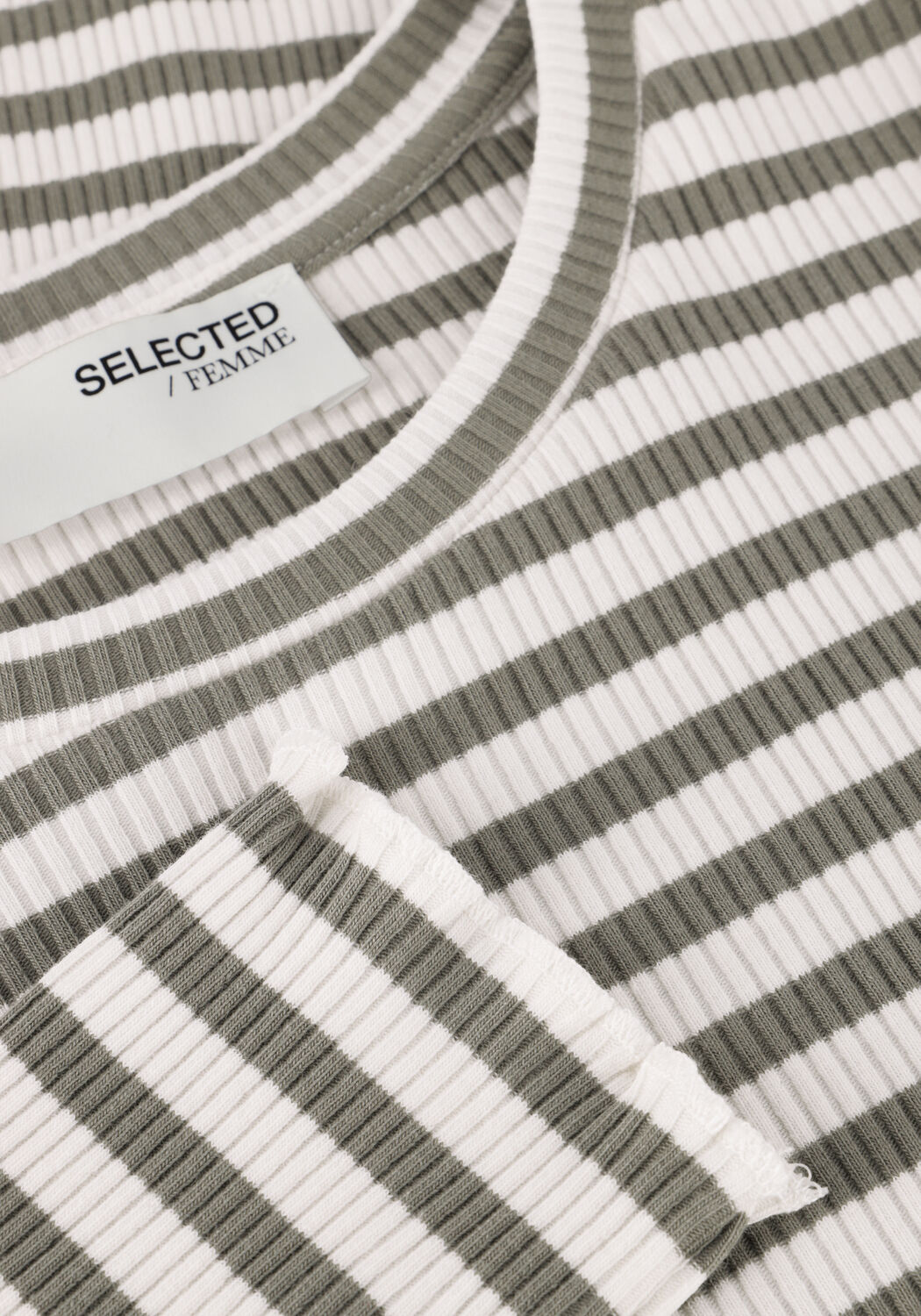 Groene SELECTED WOMEN Tops & T-shirts SLFANNA LS CREW NECK TEE STR - large