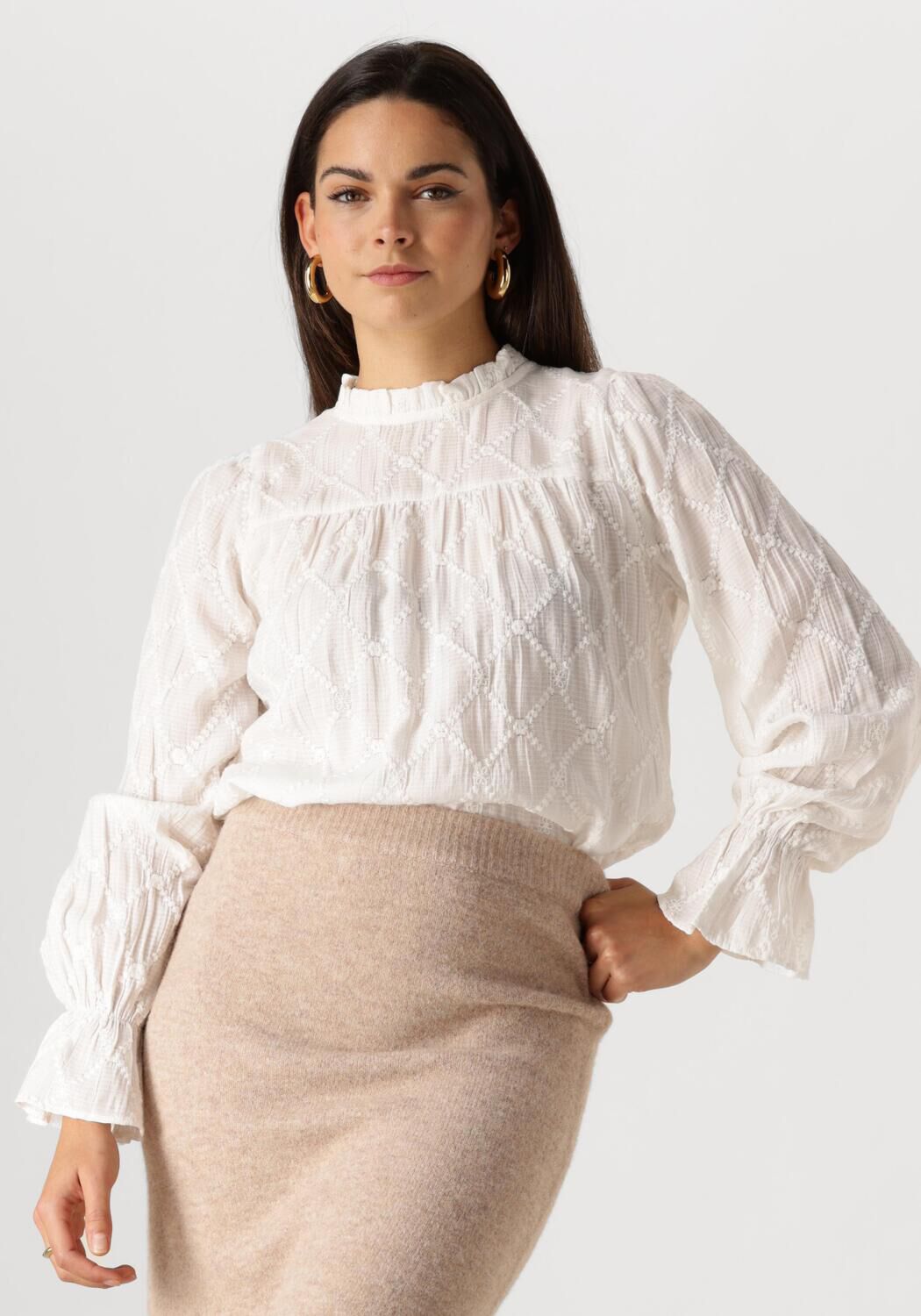 NEO NOIR Dames Blouses Mamara Square Emb Blouse Wit