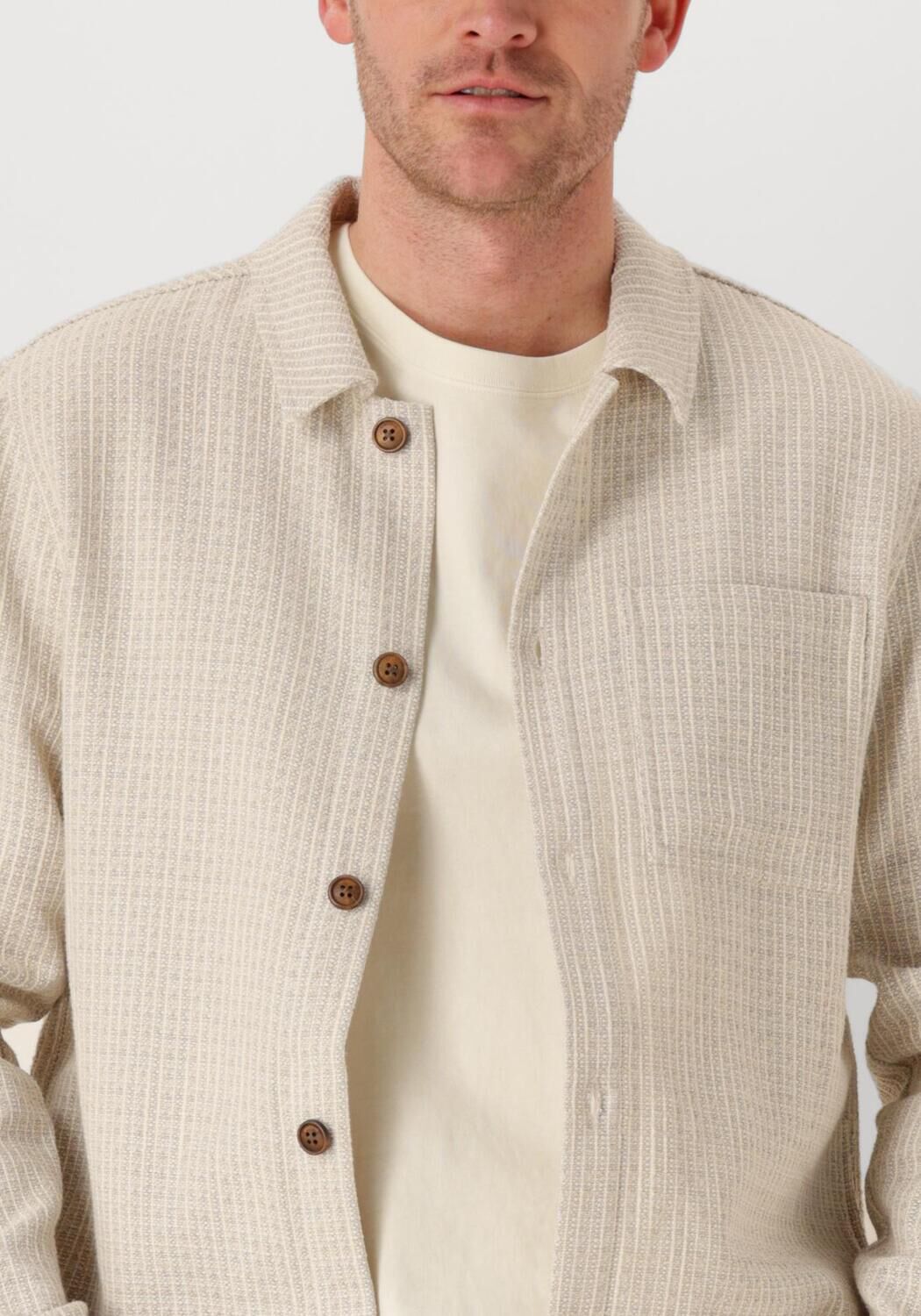 ANERKJENDT Heren Overhemden Akoscar New Overshirt Ecru